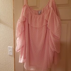 Never worn Boutique cold shoulder pink blouse